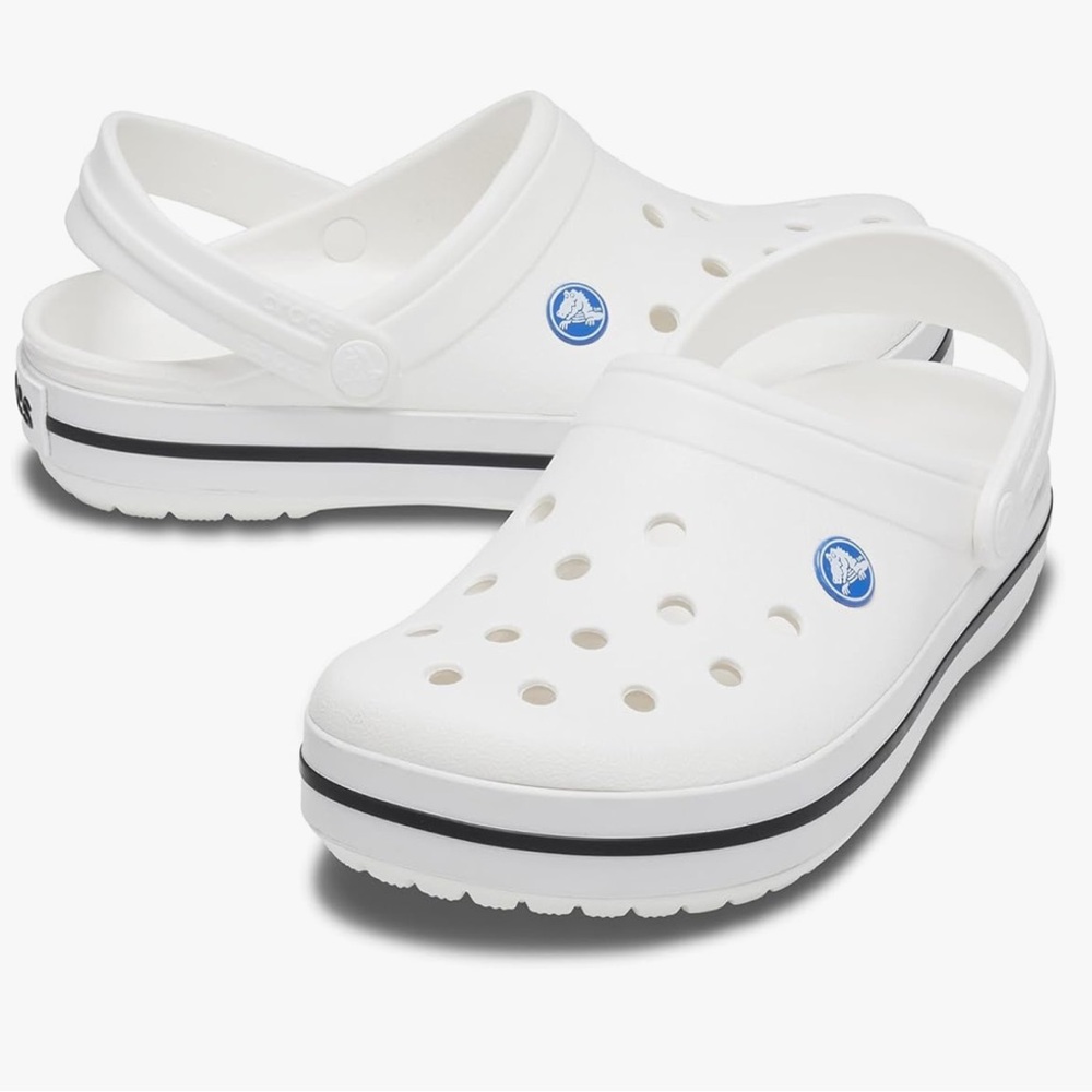 CROCS CROCBAND White and Blue Clogs